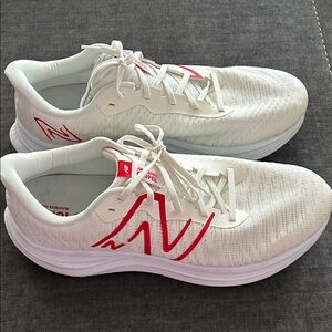 New Balance White and Red Sneakers